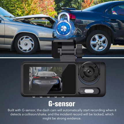 HD 1080P Dash Camera Front and Rear Inside Car DVR Dash Cam Video Recorder 3 Len