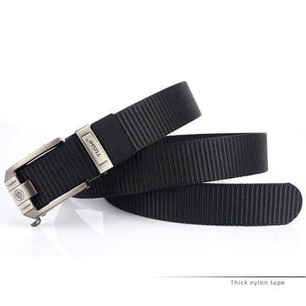 Men Ratchet Nylon Belt Web Tactical Gun Belt with Automatic Slide Buckle Gift Black