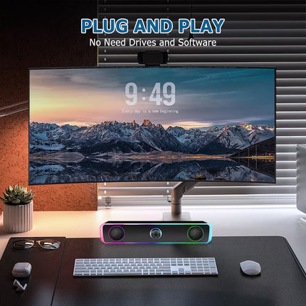 USB Wired PC Speakers Computer Stereo Speaker USB Powered for Desktop PC Laptop
