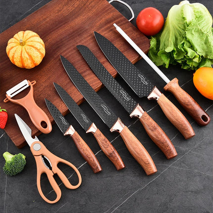 Kitchen Knife 9pcs Block Set Microsharp Knives Stainless Steel Gift Scissor Tool