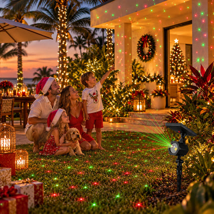 6 in 1 Solar Christmas Laser Projector Lights Outdoor Garden Yard Xmas Party Decor IP65