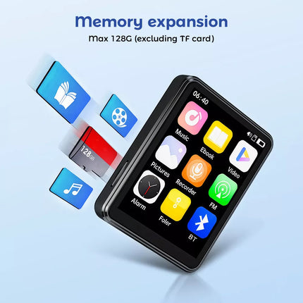 Portable Bluetooth Touch HiFi Music MP4/MP3 Player FM Radio Audio Support 128GB