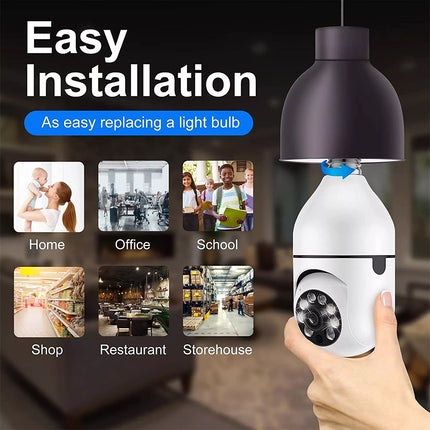 Wireless WiFi IP Camera Light Bulb Security Home Cam Waterproof 360° E27 Camera