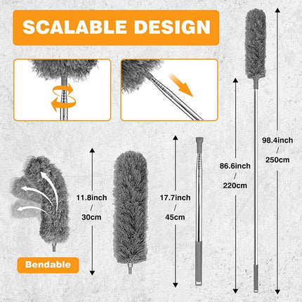 Gutter Cleaning Brush Roofing Tool with Telescopic Extendable Pole Grey