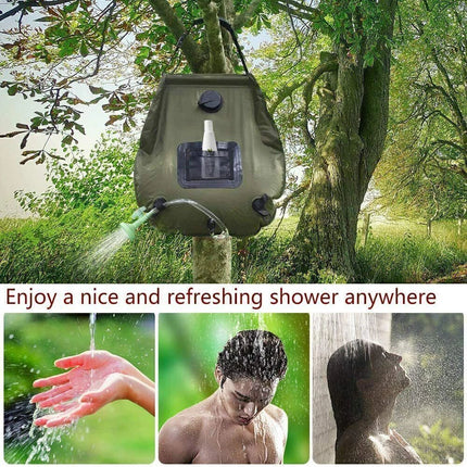 Solar Shower Bag 20L Portable Water Bag Outdoor Camping Solar Heated 5 Gallon (Green)