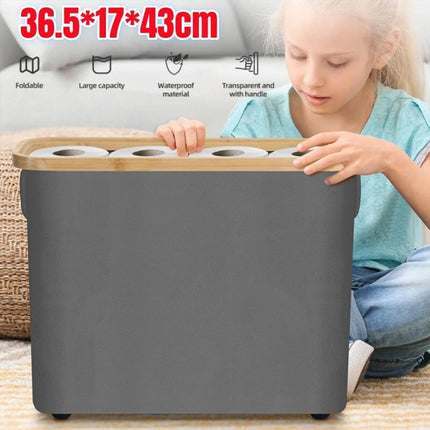 Toilet Paper Holder Bathroom Organizer with Lid Paper Storage Basket Collapsible