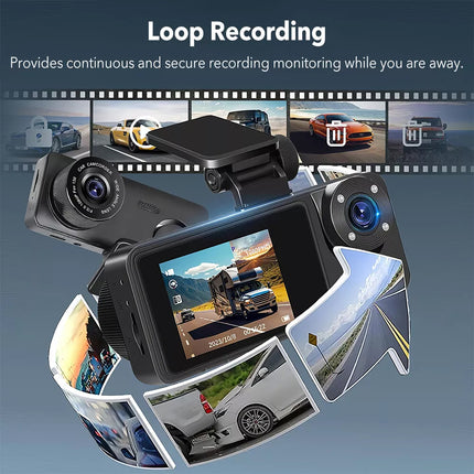1080P Car Dash Camera DVR Video Recorder Front/Inside/Rear Three Cam G-sensor