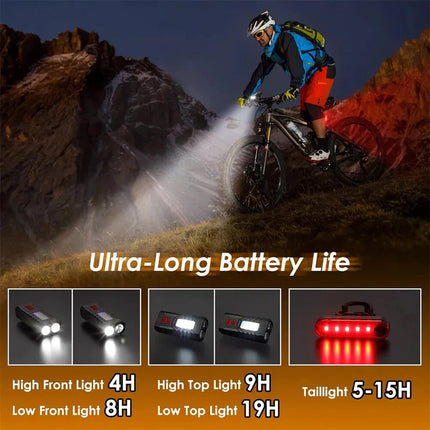 Waterproof Bicycle Bike Lights Front Rear Tail Light Lamp USB Rechargeable IPX4