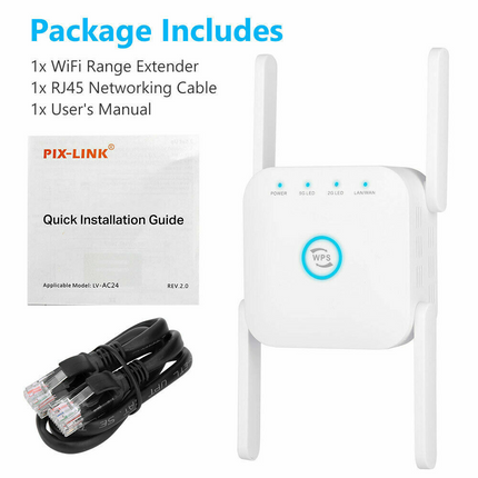 1200Mbps Dual Band Wireless WiFi Extender Repeater Router Range Signal Booster Black