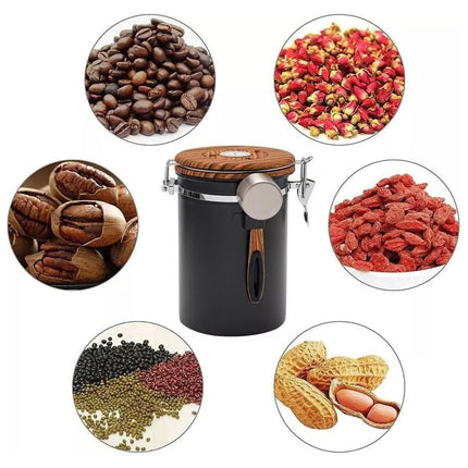 1.8L Coffee Canister Airtight Stainless Steel Vacuum Storage Bean Container