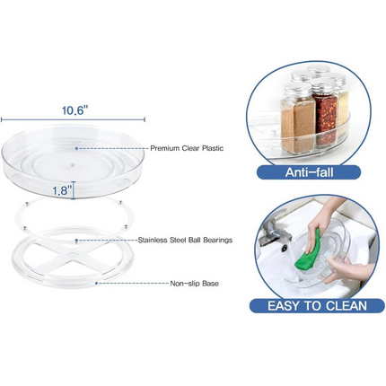 Round Rotating Kitchen Cupboard Spice Jars Dispenser Storage Tray Rack Organiser
