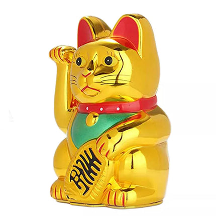 Chinese Lucky Fortune Money Waving Gold Maneki-Neko Cat Figure Feng Shui Decor 13.8*12.8*20.5cm