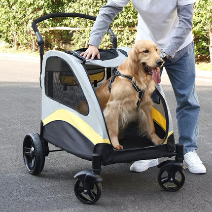 XXL Large Dog Stroller Outdoor Pet Jogger Stroller with Easily Walk in/Out Doors