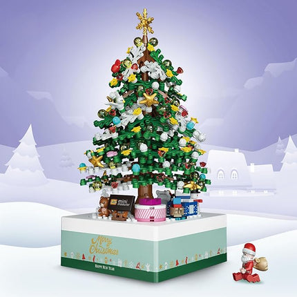Christmas Tree Rotating Music Box Building Blocks Toy Gift Santa Decor 506pcs