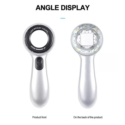 Handheld Rechargeable Magnifying Glass W/4-Color Led Light Read Loupe Magnifier