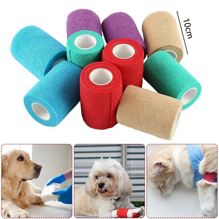 12-Pack Self-Adhesive Cohesive Wrap Bandages in Multi-Sizes for Pets and Vets 10cm*4.5cm