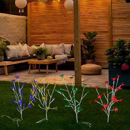 4 Pieces 80 LED Multi-Colored Cherry Blossom Solar Mini Tree Garden Lights