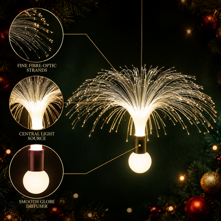 7 Colour Auto Cycle Fibre Optic Firework Effect Hanging Christmas Lights Decor