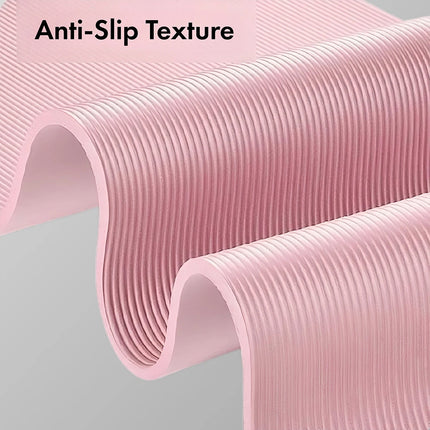 Yoga Mat Exercise Fitness Pilates Gym Thick Pad Non-Slip Strap Home Workout Pink