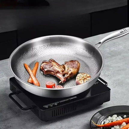 Titanium Frying Pan Life Time Non Stick Uncoated Fish Scale Surface lid (26Cm Covered)