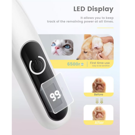 Pet Dog Electric Groomer Trimmer Pet Foot Hair Cat Dog Paw Shaver LED Waterproof