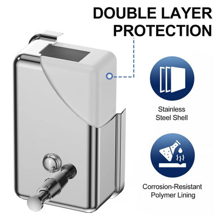 Soap Dispenser Wall Mount Stainless Steel Manual Liquid Pump 1000ML