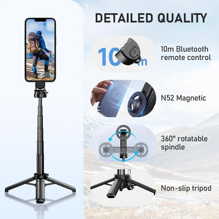 4 in 1 Magnetic Bluetooth Selfie Stick Holder Handheld Tripod Stand for iPhone