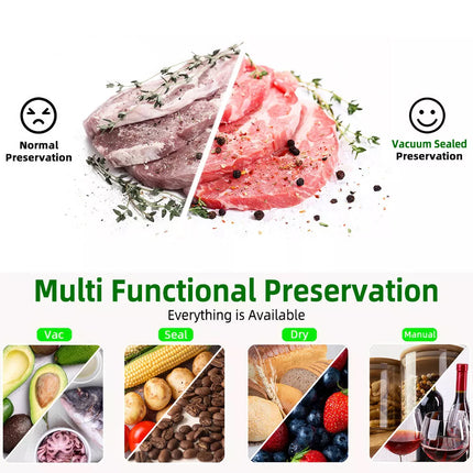 Automatic Vacuum Food Sealer Machine Build-in Cutter Dry Wet Mode & 30 Free Bags Grey