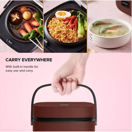 1.2L Mini Electric Rice Cooker Cooking Pot w Steamer 4 Uni Student 1 - 2 People Pink