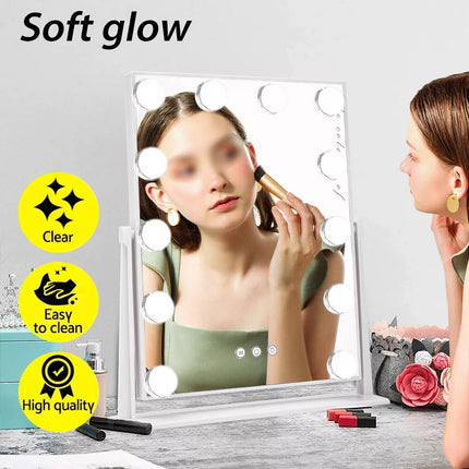 Hollywood Makeup Mirror With 12 Bulb LED Lighted Vanity 30 x 43CM Desk Mirrors