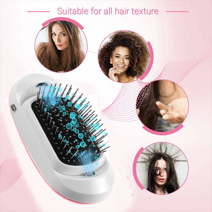 Hair Straightener Brush Upgraded Ionic Plus Straightening Brush Comb for Women （White）