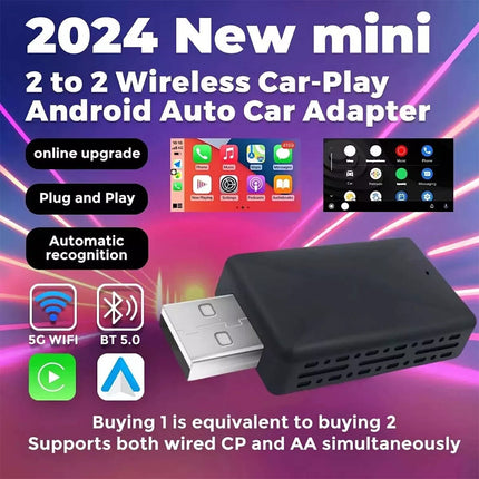 2in1 Wired to Wireless Carplay Adapter Android Auto Connect Box Apple USB Dongle