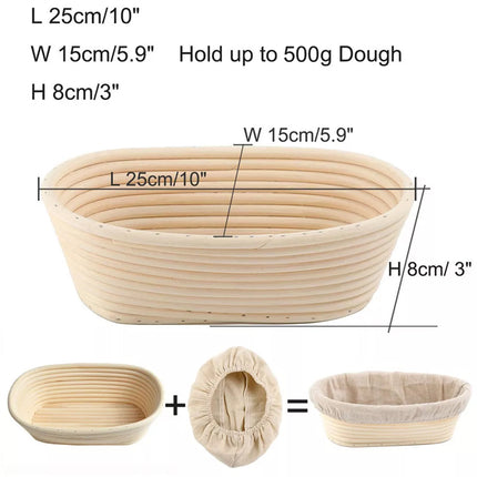 Set Of 2 Round and Oval Banneton Bread Proofing Basket Sourdough Tools Kit