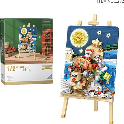 LOZ Christmas Santa Sleigh Painting Frame Mini Bricks Building Blocks Toy Gift