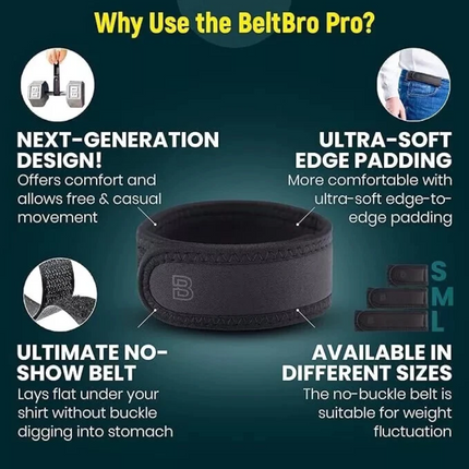 4X BeltBro Titan No Buckle Elastic Belt For Men-Fits 1.5 Inch Belt Loops Comfort