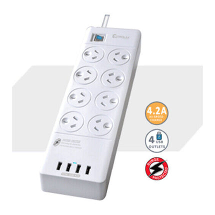 8 Outlet Surge Protected USB Power Board Powerboard