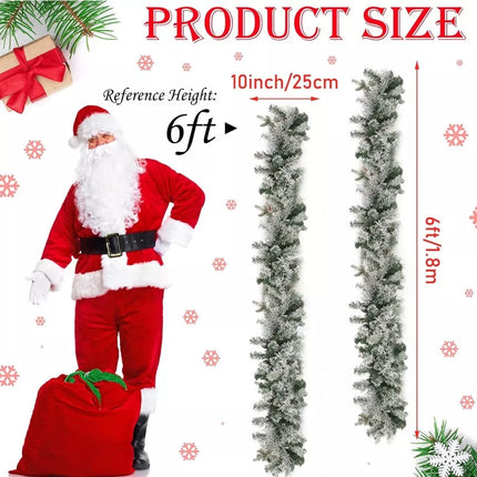 Christmas Garland Snow Artificial Flocked Wreath with Pinecones Berries Decorations