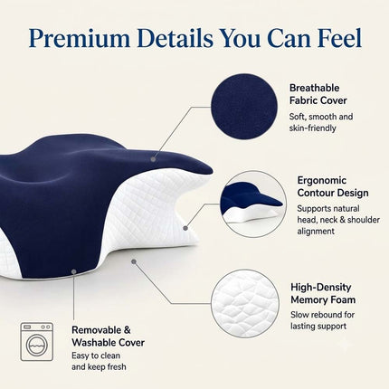 Ergonomic Butterfly Memory Neck Pillow Comfortable Sleeping Orthopedic Pillow Tibetan blue