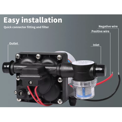 12V Caravan Water Pump High Pressure Self-priming rv Camping Boat 70PSI 20.8L/M