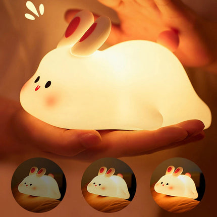 Big face rabbit patting small night light colorful toy ornaments