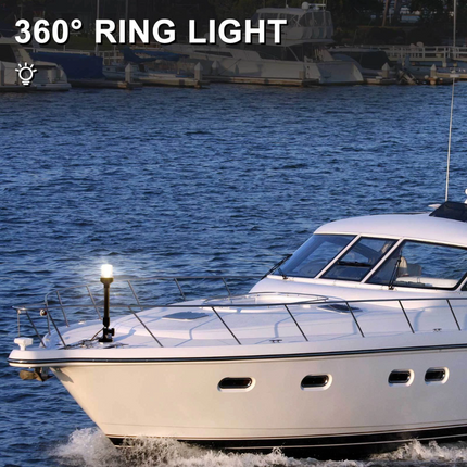 12" Led Anchor Navigation Light White Fold Down Boat Stern Lamp for Fishing Boat