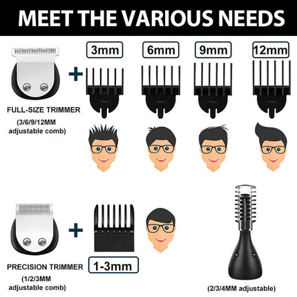 Rechargeable Men's Body Hair Clippers Beard Trimmer Shaver Haircut Grooming Kit