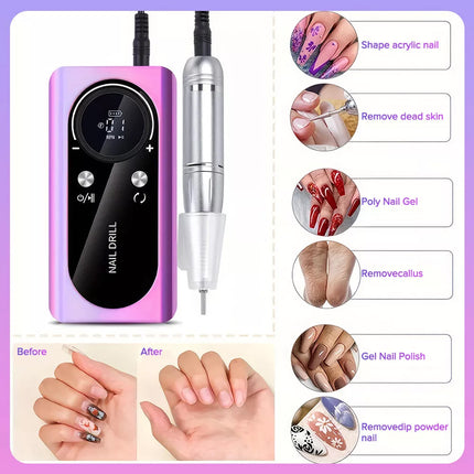 45000RPM Rechargeable Portable Nail Drill File Machine Manicure Pedicure Art