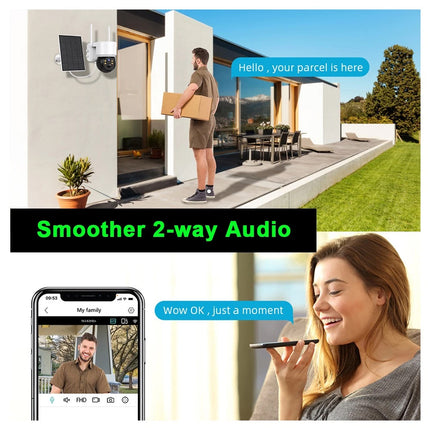 Solar Security IP Camera Battery Powered Wireless CCTV PTZ WiFi Camera