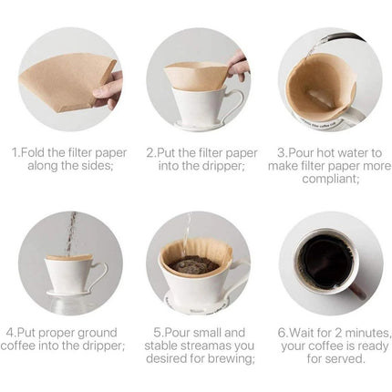 500x 102 Coffee Filter Paper Natural Thick Strong Original Wooden Drip Paper