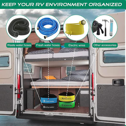 4pcs Caravan Hose Bags Water Hose Storage Bag Camping RV Cable Cords Organizer