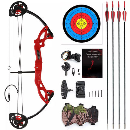 Youth Compound Bow 10-29lbs for Teenager Junior Target Hunting 10paper+10Arrows+bag Red