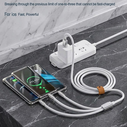 White 3 IN 1 120W Fast Charging Cable Charger USB Type C iPhone Samsung Durable Au