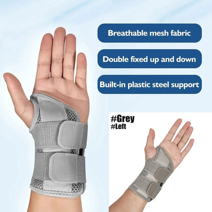 Wrist Splint Brace Protection Support Strap Carpel Tunnel CTS RSI Pain Relief  (2PCS Grey (Left+Right))