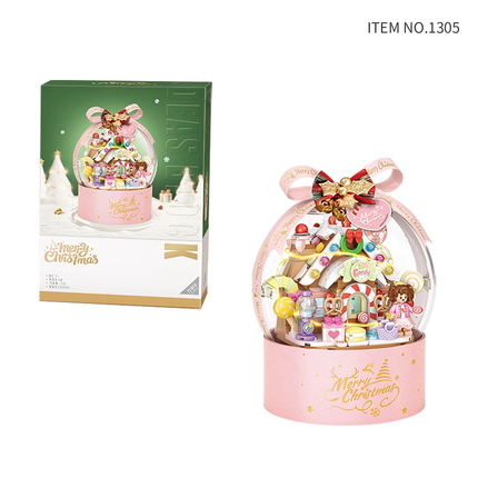 LED Christmas Candy House Snow Globe Crystal Ball Building Set Gift Kids Adults